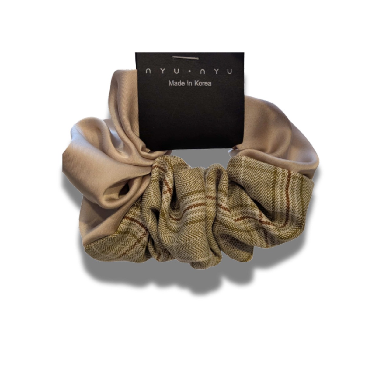 Gumka do włosów SCRUNCHIE XXL Beżowa w kratkę