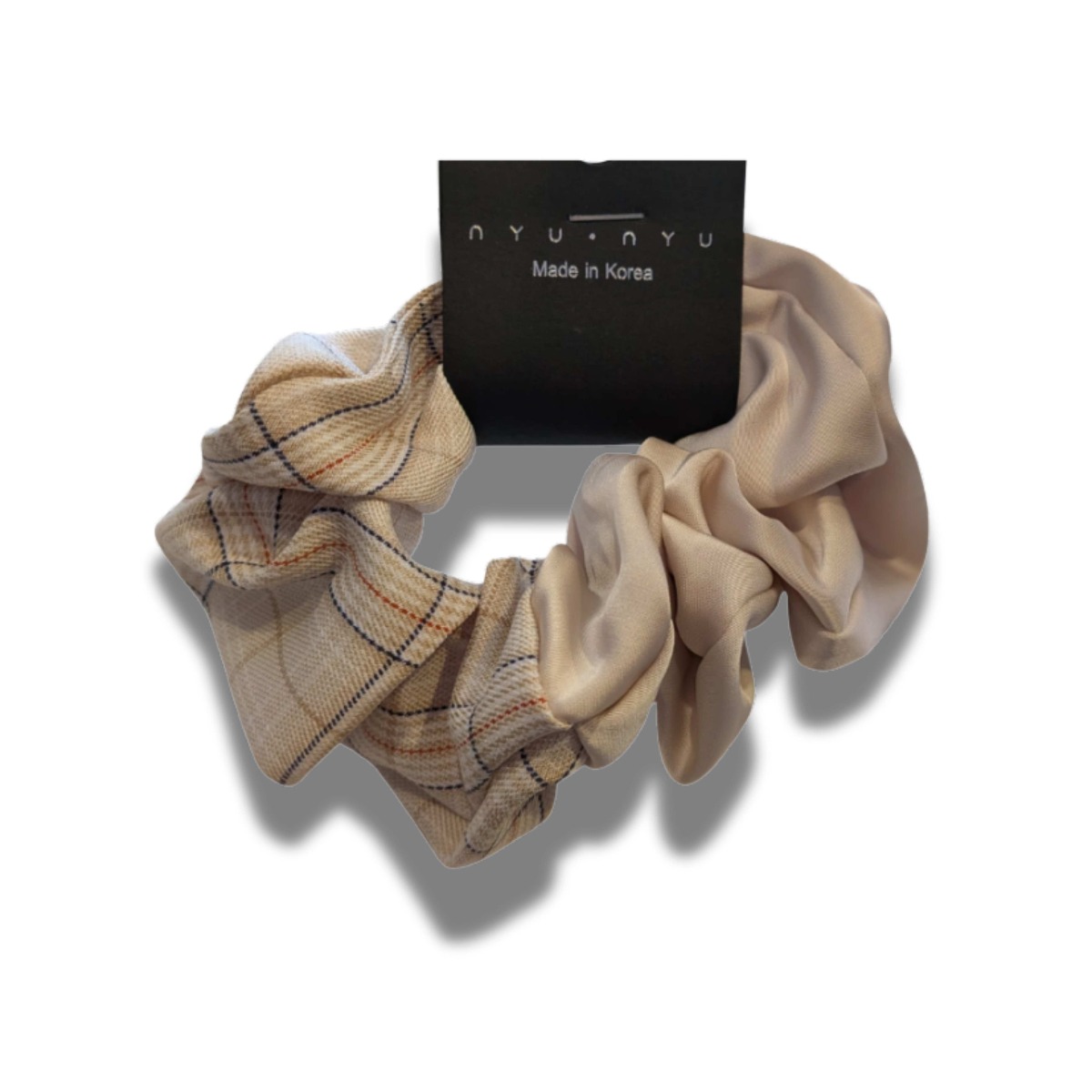 Gumka do włosów SCRUNCHIE XXL Ecru w kratkę