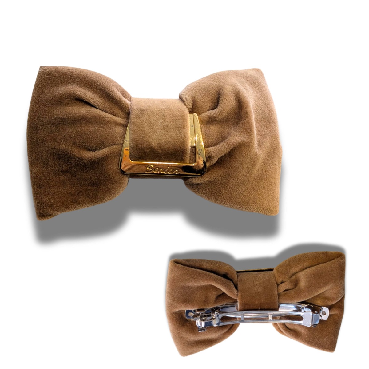 Kokarda do włosów spinka XXL sprężynowa beżowa