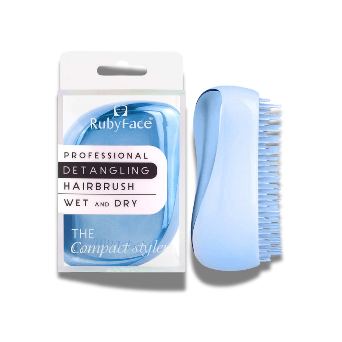 Szczotka do włosów DETANGLING – WET & DRY z nakładką do torebki, kolor niebieski