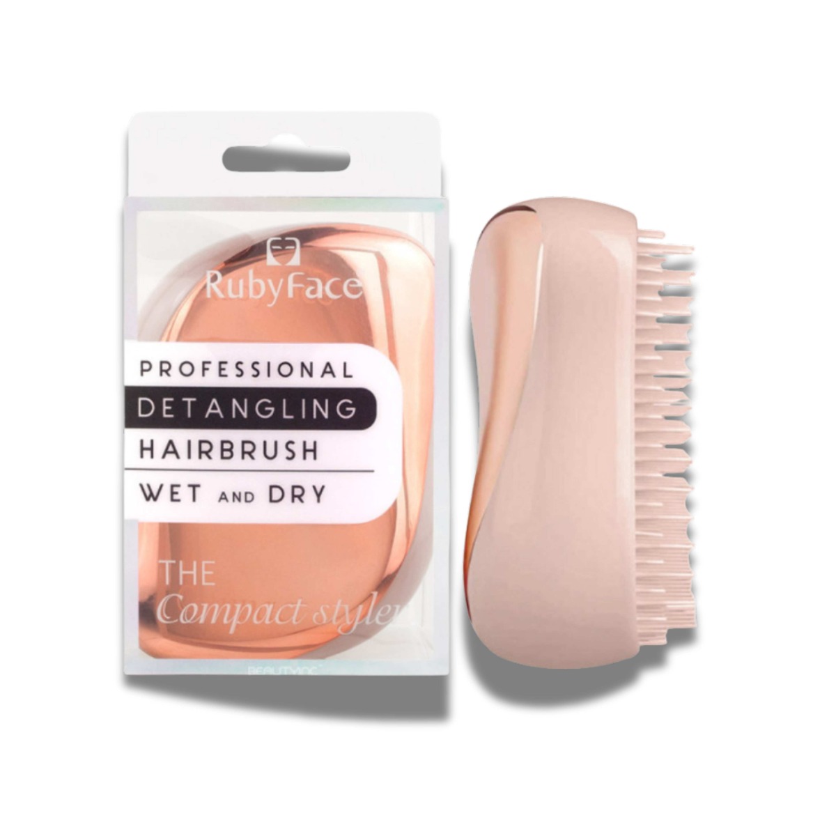 Szczotka do włosów DETANGLING – WET & DRY z nakładką do torebki, kolor Rose gold