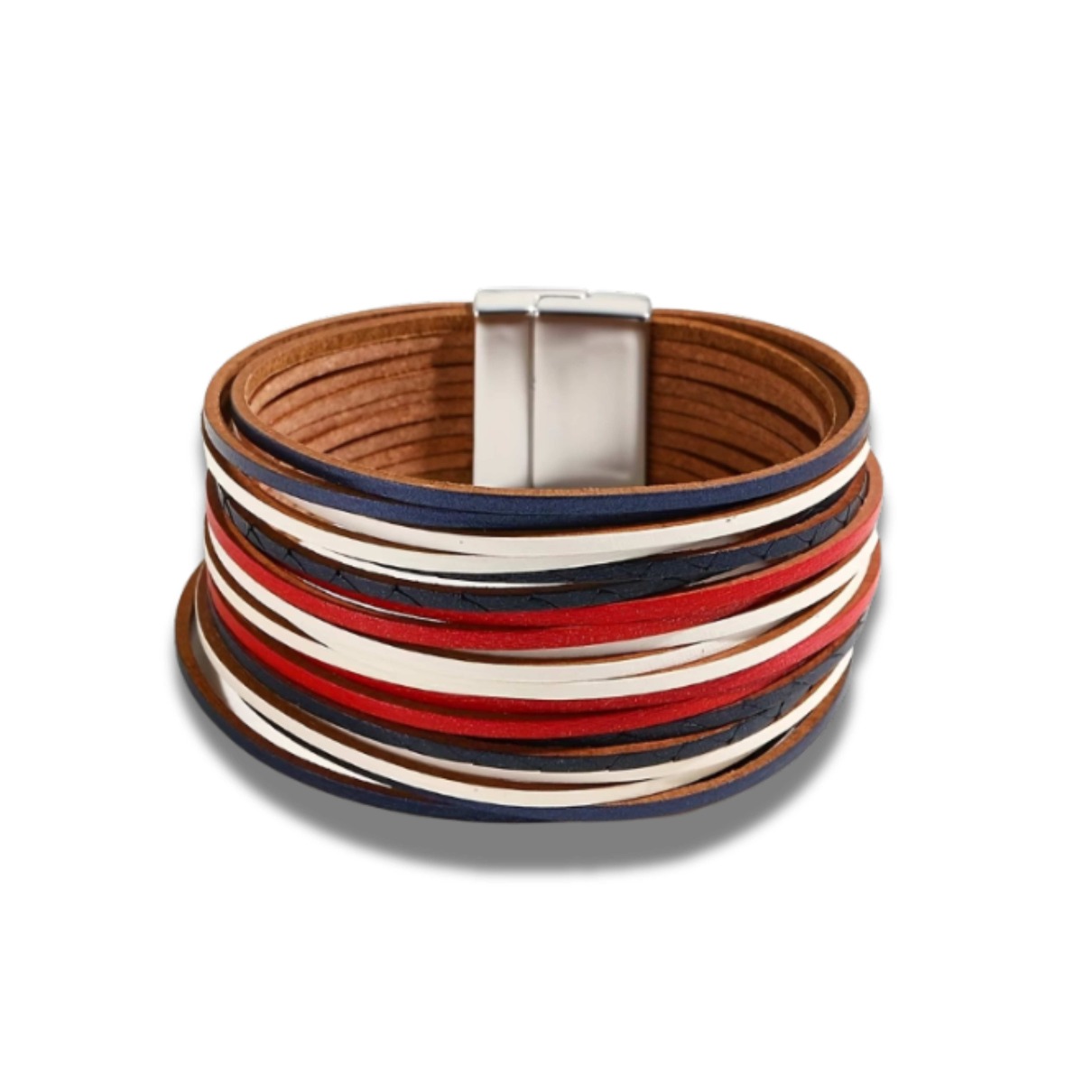 Bransoletka Boho z magnetycznym zapięciem kolory granat i czarwony