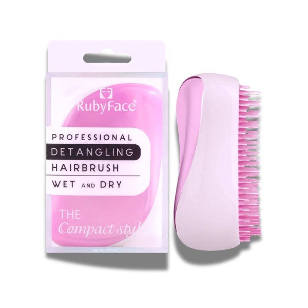Szczotka do włosów DETANGLING – WET & DRY z nakładką do torebki, kolor różowy