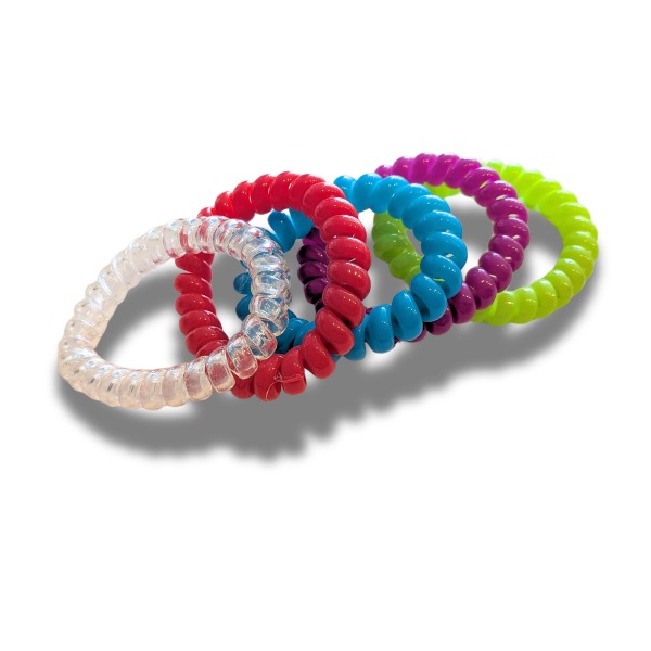 Zestaw 5 kolorowych spiralnych gumek do włosów